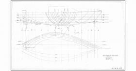 Kiwi 24 hull lines plan. The principal difference for my Quarter Ton Cup design was the wide beam on deck compared to the beam at the waterline. The intention was to ensure the weight of the crew was resisting the healing angle of the wind sailing to Windward. This drawing shows typical details of my early designs before we started using computer aided design (CAD) in 1979. 
